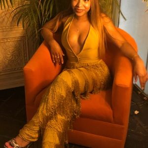 Gold fringe jumpsuit. @WhatJordyWore collection